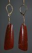 Bright Red Agatized Dinosaur Bone Earrings #5250-7